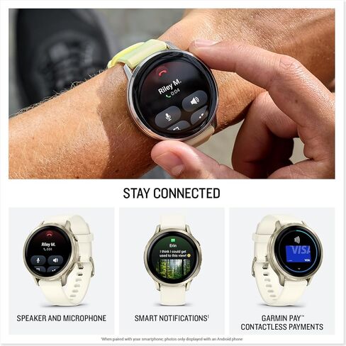 Garmin Venu 4, 41mm, Advanced Fitness Tracker GPS Smartwatch, 1.2" AMOLED Display, Built-in Flashlight, 10 Days of Battery Life, Lunar Gold with Bone Silicone Band (Watch Bundle) in Saudi Arabia