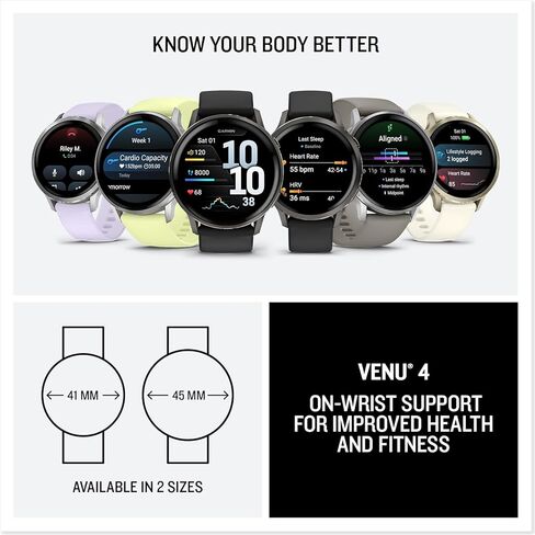 Garmin Venu 4, 41mm, Advanced Fitness Tracker GPS Smartwatch, 1.2" AMOLED Display, Built-in Flashlight, 10 Days of Battery Life, Lunar Gold with Bone Silicone Band (Watch Bundle) in Saudi Arabia
