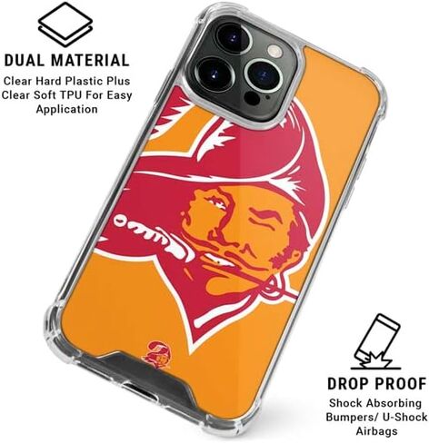 حافظة هاتف سكينيت شفافة متوافقة مع آيفون 15 برو ماكس - تصميم شعار NFL Tampa Bay Buccaneers Retro مرخص رسميًا in Saudi Arabia