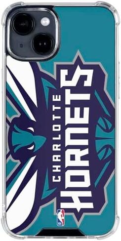Skinit Clear Phone Case Compatible with iPhone 15 - Officially Licensed NBA Charlotte Hornets Large Logo Design in Saudi Arabia