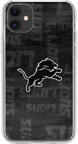 Skinit Clear Phone Case Compatible with iPhone 11 - Officially Licensed NFL Detroit Lions Black & White Design in Saudi Arabia