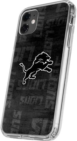 Skinit Clear Phone Case Compatible with iPhone 11 - Officially Licensed NFL Detroit Lions Black & White Design in Saudi Arabia