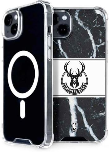Skinit Phone Case Compatible with MagSafe iPhone 15 - Officially Licensed NBA Milwaukee Bucks Marble Design in Saudi Arabia