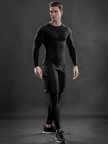 Odoland 3 Pack Long Sleeve Compression Shirts for Men, Crew Neck Sports Undershirt, Athletic Base Layer Top for Running Gym in Saudi Arabia