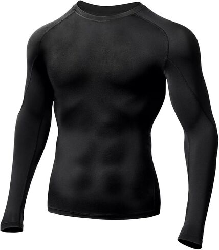 Odoland 3 Pack Long Sleeve Compression Shirts for Men, Crew Neck Sports Undershirt, Athletic Base Layer Top for Running Gym in Saudi Arabia