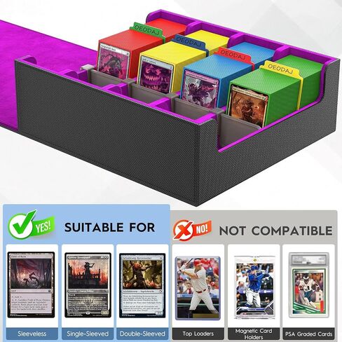 Trading Card Storage Box, 3200+ MTG Card Storage, 4 Row TCG Card Organizer Box with 24 Colorful Dividers and 4 Stands, Bulk PKM Storage, Deck Case Holder Fits for YuGiOh, Game Cards (Black & Gray) in Saudi Arabia