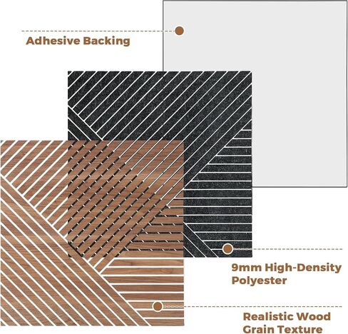 3D Peel and Stick Acoustic Wall Panels – 8 Pack Self-Adhesive Wood Pattern Soundproof Panels 23.6" x 23.6" for Interior Wall Decor, Bedroom, Living Room, Office (Golden Maple) in Saudi Arabia