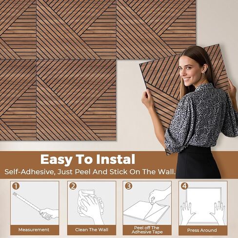 3D Peel and Stick Acoustic Wall Panels – 8 Pack Self-Adhesive Wood Pattern Soundproof Panels 23.6" x 23.6" for Interior Wall Decor, Bedroom, Living Room, Office (Golden Maple) in Saudi Arabia