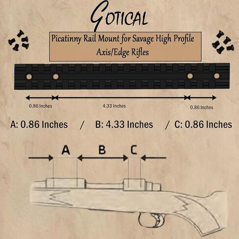 Gotical Compatibility Picatinny Rail Mount Built specifically for Savage Axis/Axis II/Edge Rifle #6 and #8 Screws for Compatibility in Saudi Arabia