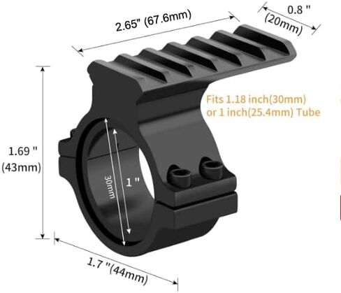 Gotical Universal 1 "/ 30 مم نطاق التثبيت إلى محول السكك الحديدية Picatinny الفردي - حامل تكتيكي ذو 6 فتحات للمصابيح الكاشفة والليزر ومشاهد النقطة الحمراء in Kuwait