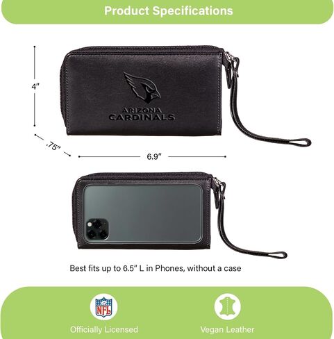 Team Sports America NFL Leather Wristlet Wallet for Women (Buffalo Bills, Brown) in Saudi Arabia