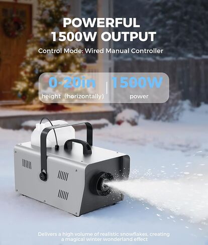 آلة ثلج عالية الإنتاج IMONE بقدرة 1500 واط مع جهاز تحكم عن بعد سلكي، صانع ندفة الثلج بحجم الثلج قابل للتعديل لعيد الميلاد وحفلات الزفاف والحفلات والمرحلة وأحداث العطلات، للاستخدام الداخلي والخارجي in Kuwait