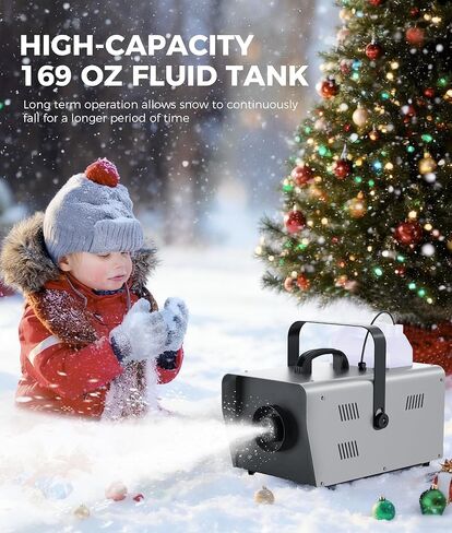 آلة ثلج عالية الإنتاج IMONE بقدرة 1500 واط مع جهاز تحكم عن بعد سلكي، صانع ندفة الثلج بحجم الثلج قابل للتعديل لعيد الميلاد وحفلات الزفاف والحفلات والمرحلة وأحداث العطلات، للاستخدام الداخلي والخارجي in Kuwait