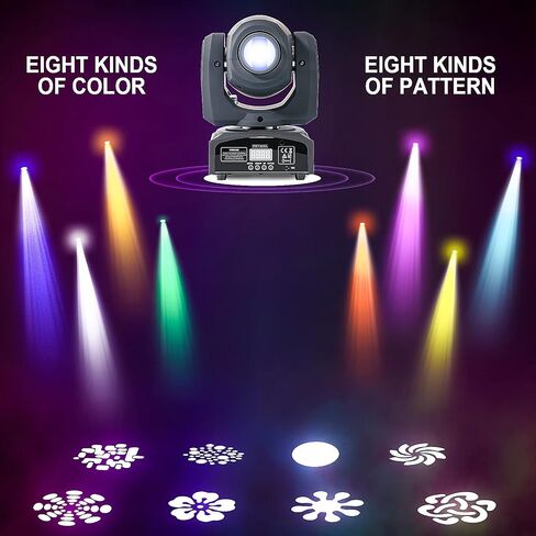 مصابيح DJ ذات رأس متحرك ZKYMZL 60 وات - إضاءة مسرح احترافية مع 8 GOBOs و8 ألوان زاهية، صوت نشط، تحكم DMX512 - أضواء دي جي مثالية للحفلات وحفلات الزفاف والمزيد من الأحداث... in Kuwait
