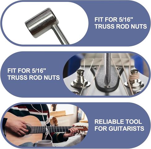 مفتاح ربط قضيب تروس - أداة ضبط رقبة الجيتار المتينة للقيثارات الكهربائية والصوتية، مفتاح ربط قضيب تروس سداسي لسهولة إعداد قضيب تروس وإصلاح الجيتار (8 مم) in Kuwait