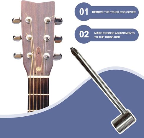 مفتاح ربط قضيب تروس - أداة ضبط رقبة الجيتار المتينة للقيثارات الكهربائية والصوتية، مفتاح ربط قضيب تروس سداسي لسهولة إعداد قضيب تروس وإصلاح الجيتار (8 مم) in Kuwait