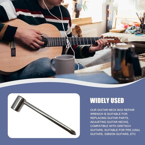 مفتاح ربط قضيب تروس - أداة ضبط رقبة الجيتار المتينة للقيثارات الكهربائية والصوتية، مفتاح ربط قضيب تروس سداسي لسهولة إعداد قضيب تروس وإصلاح الجيتار (8 مم) in Kuwait