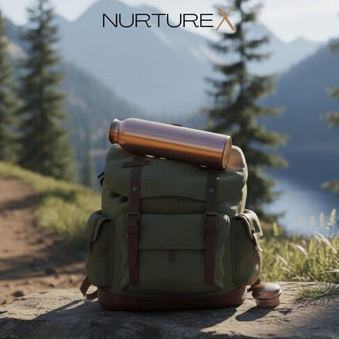 مياه نحاسية نقية، زجاجة 34 أونصة / 1 لتر، مقاومة للتسرب، خالية من المفاصل، طلاء واقي مضاد للتشوه، أدوات شرب مصنوعة يدويًا وصديقة للبيئة والأيورفيدا لليوجا وصالة الألعاب الرياضية والمكتب - سلسة in Kuwait