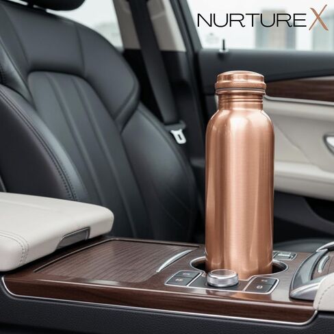 Pure Copper Water, Bottle 34 Oz / 1 Liter, Leak-Proof, Joint-Free, Anti-Tarnish Protective Coating, Handcrafted, Eco-Friendly & Ayurvedic Drinkware for Yoga, Gym & Office - Smooth in Saudi Arabia