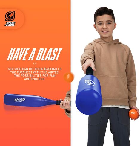 Nerf Airtee Kids Baseball Tee Set - Youth Baseball Stomp Launcher Batting Practice Toy - Includes 21" Plastic Jumbo Bat + (3) Foam Baseballs in Saudi Arabia