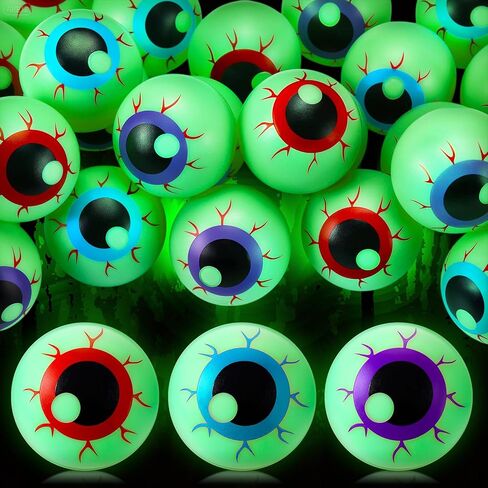 Soulchen 24 Pcs Halloween Eyeballs Table Tennis Plastic Glow in The Dark Fake Eyeballs 1.57" Scary Horror Props Table Tennis Balls Bulk for Halloween Party Favor Goodie Bag Fillers Gift, 3 Colors in Kuwait