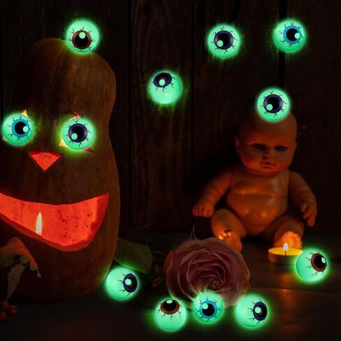 Soulchen 24 Pcs Halloween Eyeballs Table Tennis Plastic Glow in The Dark Fake Eyeballs 1.57" Scary Horror Props Table Tennis Balls Bulk for Halloween Party Favor Goodie Bag Fillers Gift, 3 Colors in Kuwait