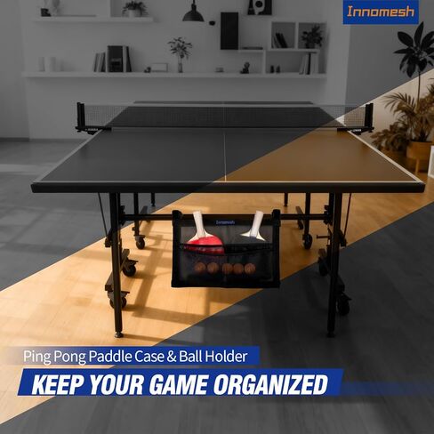 Ping Pong Paddle Case with Mesh Storage Bag, Under Table Tennis Racket Holder for Balls & Paddles, Hanging Pickleball Paddle Rack Organizer, Easy Install Ping Pong Ball Holder with Straps in Saudi Arabia