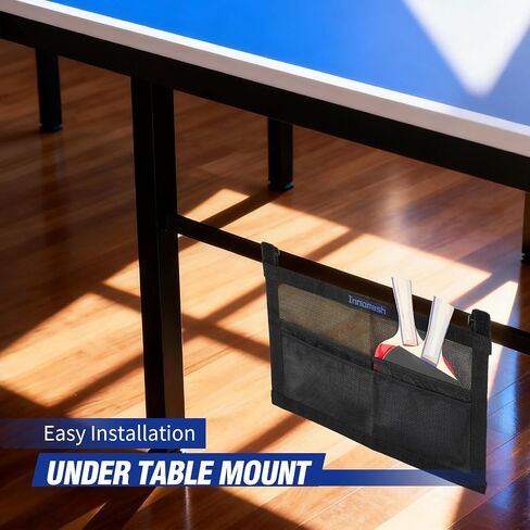 Ping Pong Paddle Case with Mesh Storage Bag, Under Table Tennis Racket Holder for Balls & Paddles, Hanging Pickleball Paddle Rack Organizer, Easy Install Ping Pong Ball Holder with Straps in Saudi Arabia