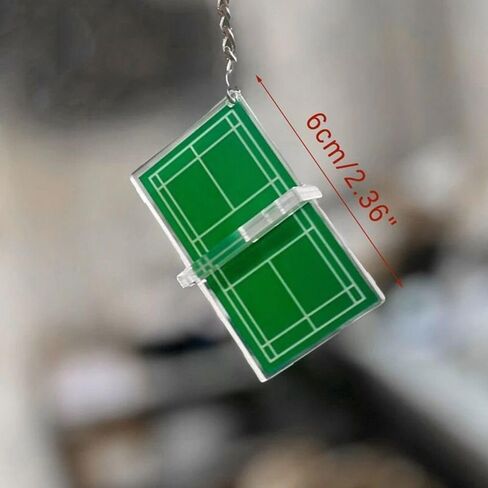 Badminton Acrylic Keychain Tennis Court Pendant Two-sided Table Tennis Key Holder Funny Table Tennis Badminton in Saudi Arabia