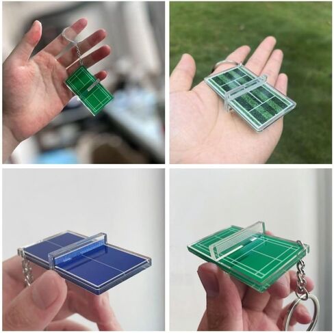 Badminton Acrylic Keychain Tennis Court Pendant Two-sided Table Tennis Key Holder Funny Table Tennis Badminton in Saudi Arabia
