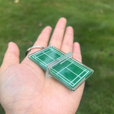 Badminton Acrylic Keychain Tennis Court Pendant Two-sided Table Tennis Key Holder Funny Table Tennis Badminton in Saudi Arabia
