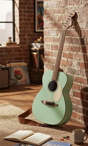 جيتار كهربائي صوتي قياسي من Fender California Standard Monterey E - حزمة Surf Green مع حقيبة Gig، وموالف، وحزام، وأوتار، ولقطات، وأقراص DVD التعليمية لأوستن بازار in Kuwait