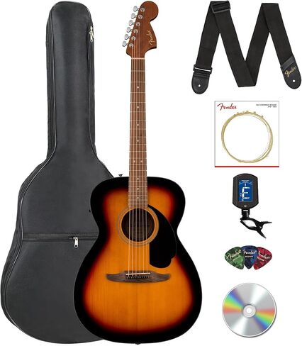 Fender California Standard Monterey E Acoustic-Electric Guitar - Surf Green Bundle with Gig Bag, Tuner, Strap, Strings, Picks, and Austin Bazaar Instructional DVD in Saudi Arabia