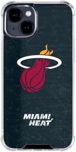 Skinit Clear Phone Case Compatible with iPhone 15 Plus - Officially Licensed NBA Miami Heat Black Partial Logo Design in Saudi Arabia