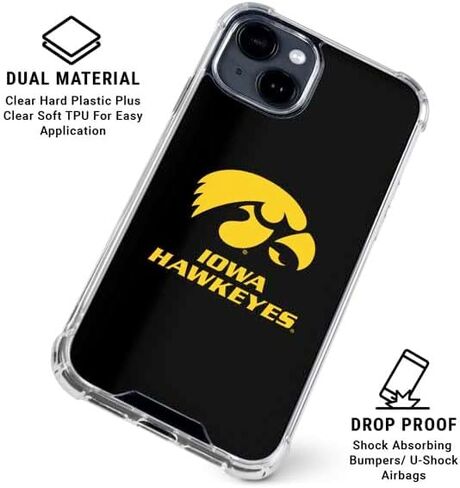 حافظة هاتف Skinit الشفافة متوافقة مع iPhone 15 Plus - تصميم مرخص رسميًا من جامعة Iowa Hawkeyes in Saudi Arabia