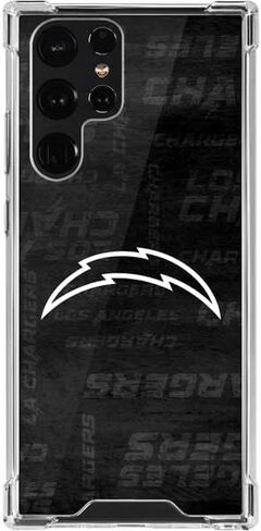 Skinit Clear Phone Case Compatible with Galaxy S22 Ultra - Officially Licensed NFL Los Angeles Chargers Black & White Design in Saudi Arabia