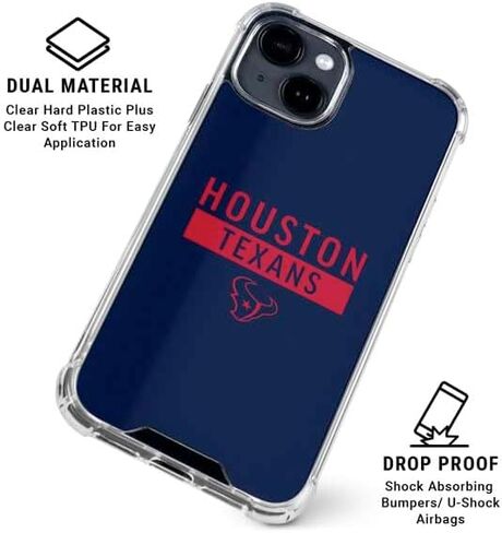حافظة هاتف Skinit الشفافة متوافقة مع iPhone 15 - تصميم سلسلة الأداء الأزرق NFL Houston Texans المرخص رسميًا in Saudi Arabia