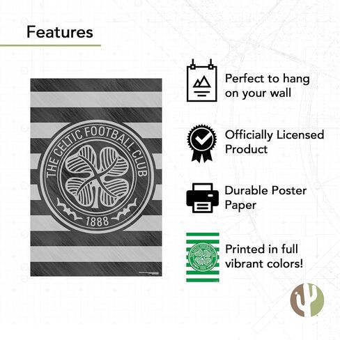 Desert Cactus Celtic FC Poster Scottish Bhoys Celts Football Soccer 11 x 17 Inch Room Office Décor Decoration Official Fan Gear (11x17 inch,Version D) in Saudi Arabia