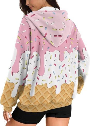 JEOCODY Zip Up Hoodie Women Oversized Hoodie Casual Long Sleeve Graphic Jackets with Pockets Zipper Drawstring in Saudi Arabia
