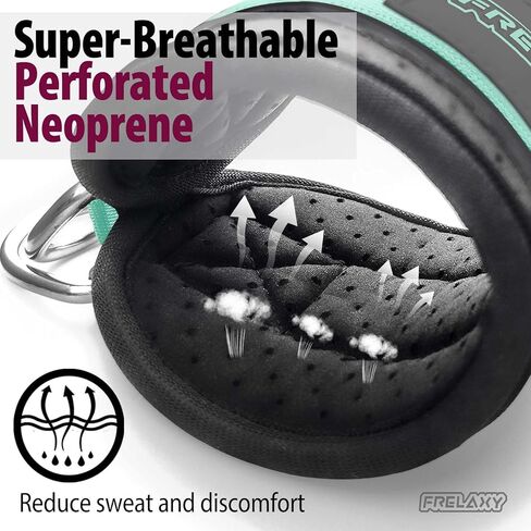 أحزمة الكاحل Frelaxy لآلة الكابل - أحزمة ساق مريحة ومتينة للركلات الخلفية، وتمارين الغلوت، وتمارين الجزء السفلي من الجسم - حشوة من النيوبرين المثقبة وملاءمة مدببة in Kuwait