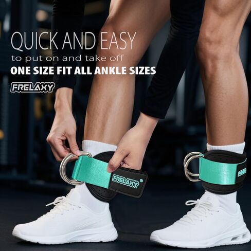 أحزمة الكاحل Frelaxy لآلة الكابل - أحزمة ساق مريحة ومتينة للركلات الخلفية، وتمارين الغلوت، وتمارين الجزء السفلي من الجسم - حشوة من النيوبرين المثقبة وملاءمة مدببة in Kuwait