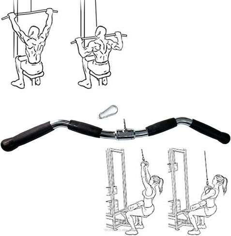 Strength-Enhancing Wide Grip LAT Pull Down Bar, Curl Pulldown Attachment - Gym Equipment with Rubber Handles for Comfortable Strength Workouts, Ideal LAT Bar Cable Machine Attachment in Kuwait