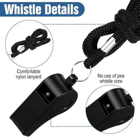 60 Pcs Black Plastic Sports Whistles with Lanyards, Loud Referee Whistles Bulk for Coaches, Emergency, Training, Teachers, Lifeguards, and Outdoor Activities in Saudi Arabia