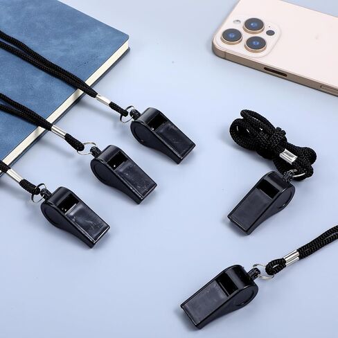 60 Pcs Black Plastic Sports Whistles with Lanyards, Loud Referee Whistles Bulk for Coaches, Emergency, Training, Teachers, Lifeguards, and Outdoor Activities in Saudi Arabia