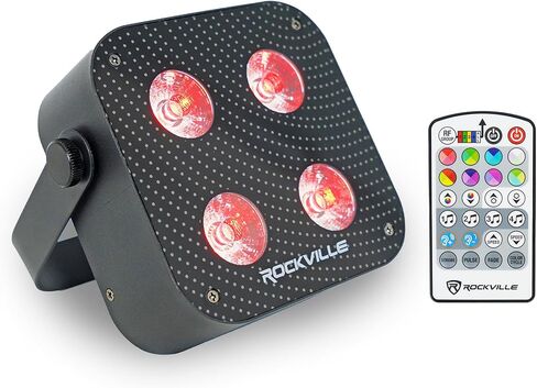 Rockville MINI RF4 V2 White LED Wash Up Light RGBWA+UV, Compact, App, Remote Control, LCD, Wireless DMX, Rechargeable, Perfect for DJ/Party Lighting in Saudi Arabia