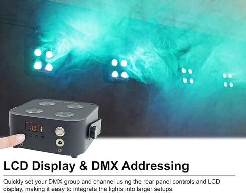 Rockville MINI RF4 V2 White LED Wash Up Light RGBWA+UV, Compact, App, Remote Control, LCD, Wireless DMX, Rechargeable, Perfect for DJ/Party Lighting in Saudi Arabia