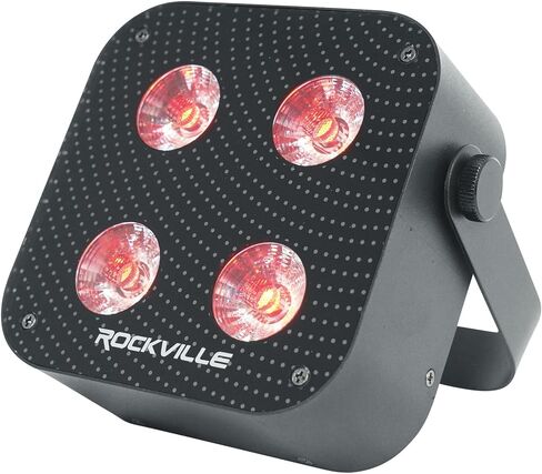 Rockville MINI RF4 V2 White LED Wash Up Light RGBWA+UV, Compact, App, Remote Control, LCD, Wireless DMX, Rechargeable, Perfect for DJ/Party Lighting in Saudi Arabia