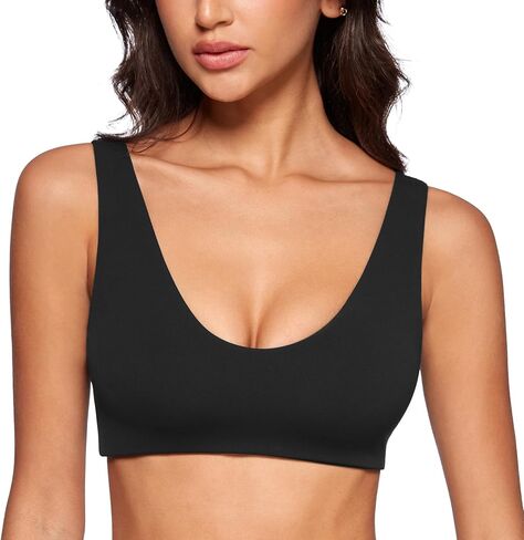 Sports Bra for Women U Neck Padded Yoga Bra with Built in Bra Medium Support Wide Straps Workout Crop Top in Saudi Arabia