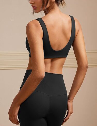 Sports Bra for Women U Neck Padded Yoga Bra with Built in Bra Medium Support Wide Straps Workout Crop Top in Saudi Arabia
