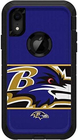 Skinit Decal Skin Compatible with OtterBox Defender iPhone XR - Officially Licensed NFL Baltimore Ravens Zone Block Design in Saudi Arabia